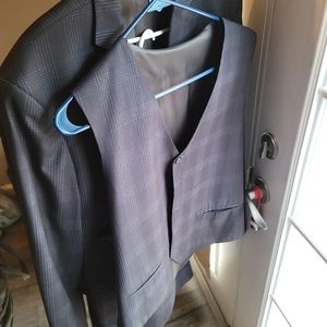 Custom Fit Checkered Black Three piece suit